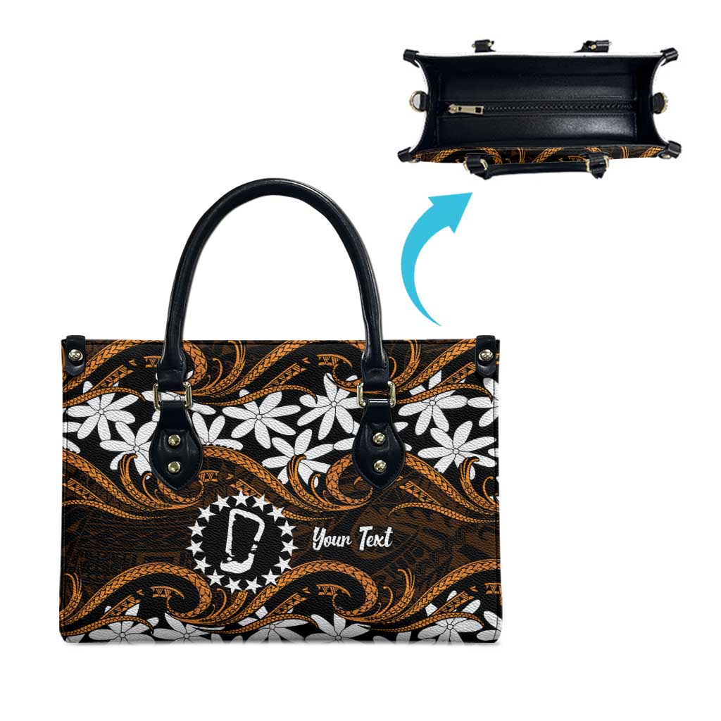 Personalised Cook Islands Rakahanga Leather Bag Tiare Maori Polynesian Waves Tattoo LT14 - Polynesian Pride