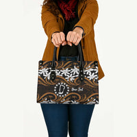 Personalised Cook Islands Rakahanga Leather Bag Tiare Maori Polynesian Waves Tattoo LT14 - Polynesian Pride