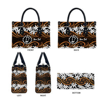 Personalised Cook Islands Rakahanga Leather Bag Tiare Maori Polynesian Waves Tattoo LT14 - Polynesian Pride