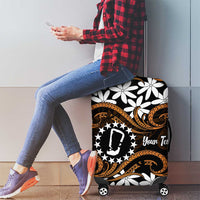 Personalised Cook Islands Rakahanga Luggage Cover Tiare Maori Polynesian Waves Tattoo LT14 - Polynesian Pride