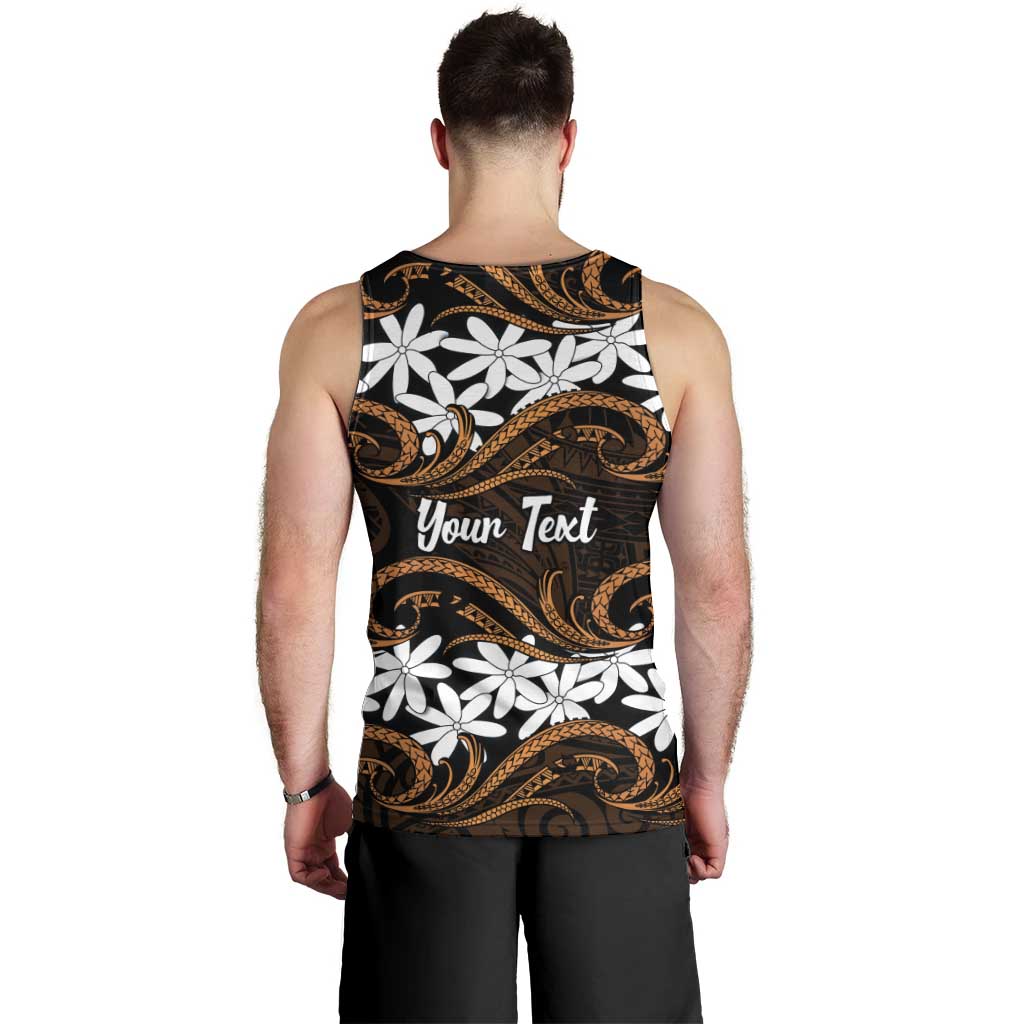 Personalised Cook Islands Rakahanga Men Tank Top Tiare Maori Polynesian Waves Tattoo LT14 - Polynesian Pride