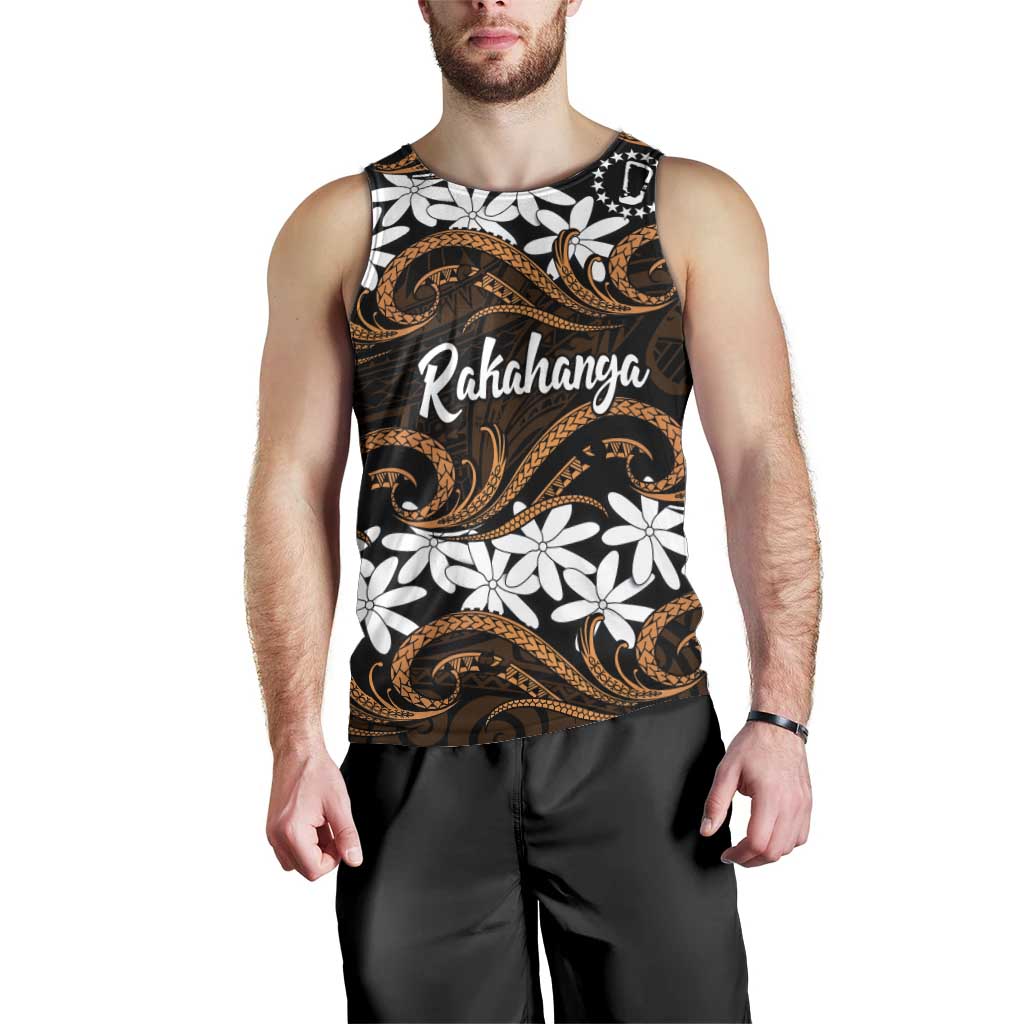 Personalised Cook Islands Rakahanga Men Tank Top Tiare Maori Polynesian Waves Tattoo LT14 - Polynesian Pride