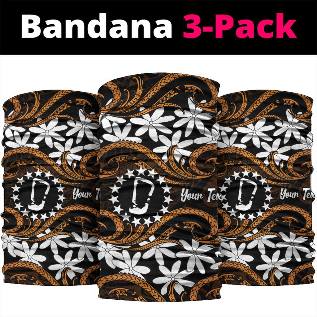 Personalised Cook Islands Rakahanga Neck Gaiter Tiare Maori Polynesian Waves Tattoo LT14 package One Size: 25*50cm Orange - Polynesian Pride