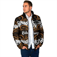 Personalised Cook Islands Rakahanga Padded Jacket Tiare Maori Polynesian Waves Tattoo LT14 - Polynesian Pride