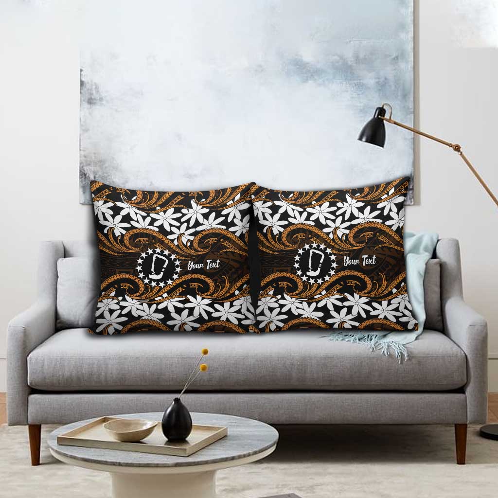 Personalised Cook Islands Rakahanga Pillow Cover Tiare Maori Polynesian Waves Tattoo LT14 - Polynesian Pride
