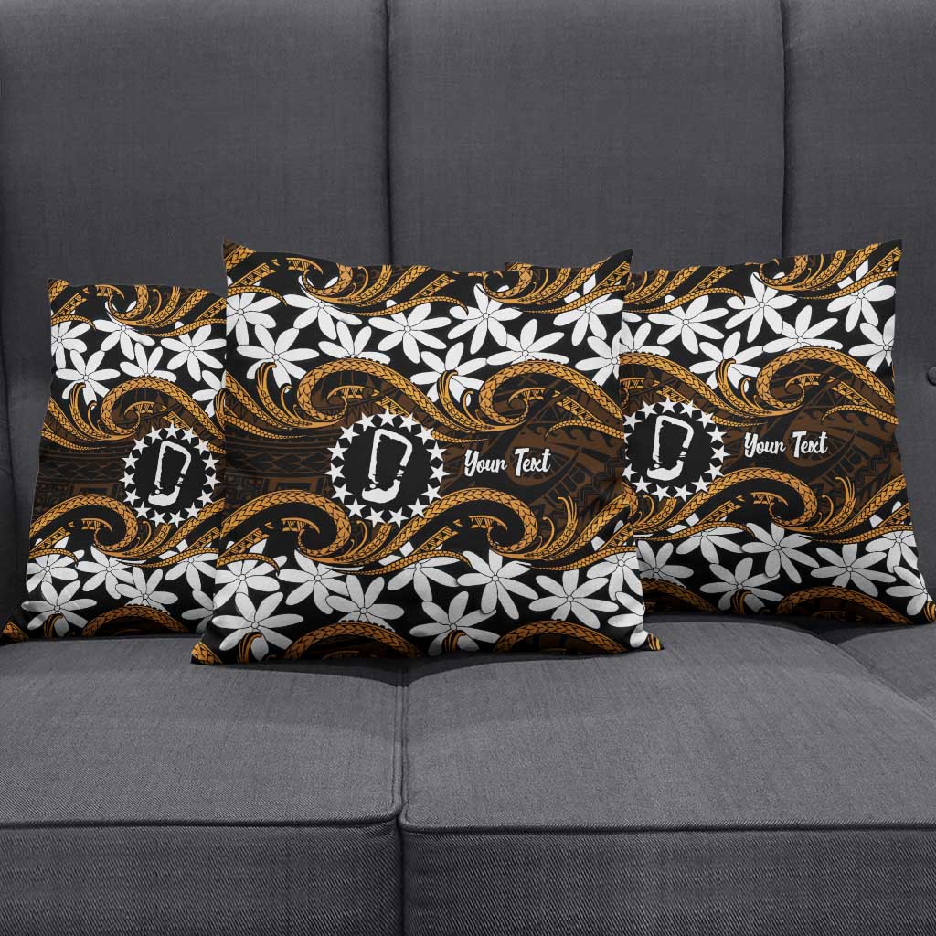 Personalised Cook Islands Rakahanga Pillow Cover Tiare Maori Polynesian Waves Tattoo LT14 - Polynesian Pride