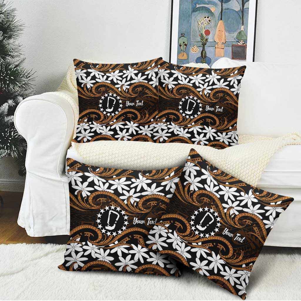 Personalised Cook Islands Rakahanga Pillow Cover Tiare Maori Polynesian Waves Tattoo LT14 - Polynesian Pride