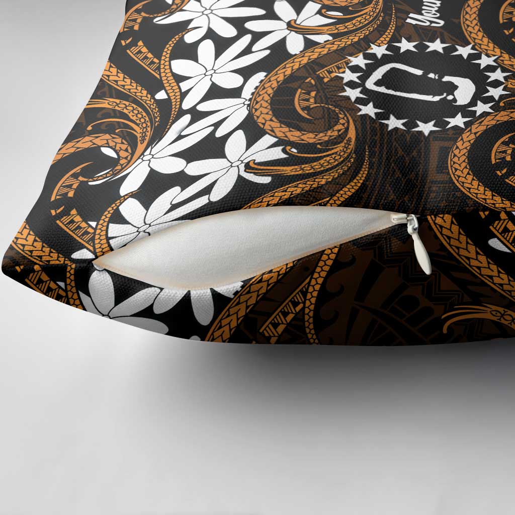 Personalised Cook Islands Rakahanga Pillow Cover Tiare Maori Polynesian Waves Tattoo LT14 - Polynesian Pride
