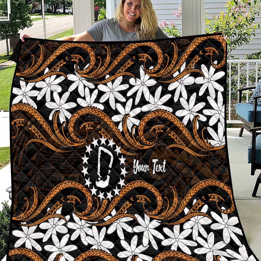 Personalised Cook Islands Rakahanga Quilt Tiare Maori Polynesian Waves Tattoo LT14 Orange - Polynesian Pride