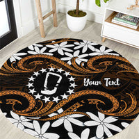 Personalised Cook Islands Rakahanga Round Carpet Tiare Maori Polynesian Waves Tattoo LT14 Orange - Polynesian Pride