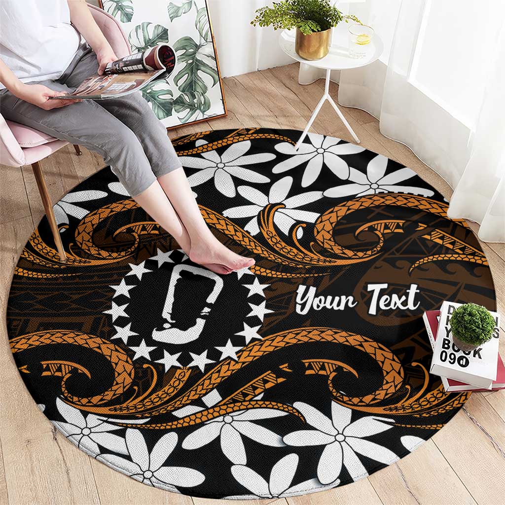 Personalised Cook Islands Rakahanga Round Carpet Tiare Maori Polynesian Waves Tattoo LT14 - Polynesian Pride