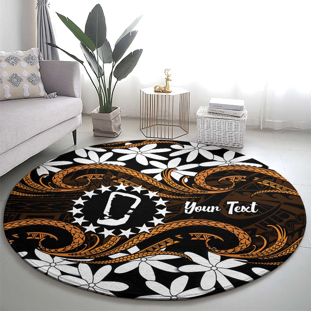 Personalised Cook Islands Rakahanga Round Carpet Tiare Maori Polynesian Waves Tattoo LT14 - Polynesian Pride