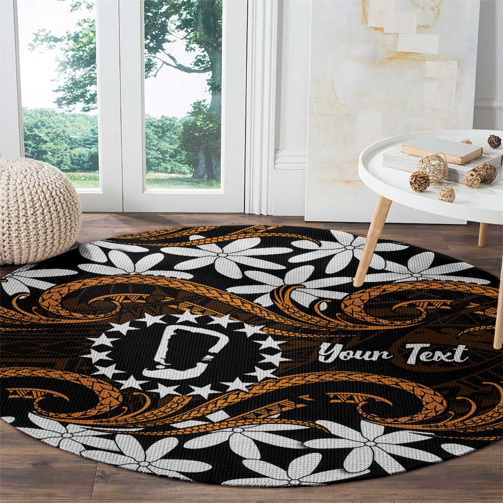 Personalised Cook Islands Rakahanga Round Carpet Tiare Maori Polynesian Waves Tattoo LT14 - Polynesian Pride