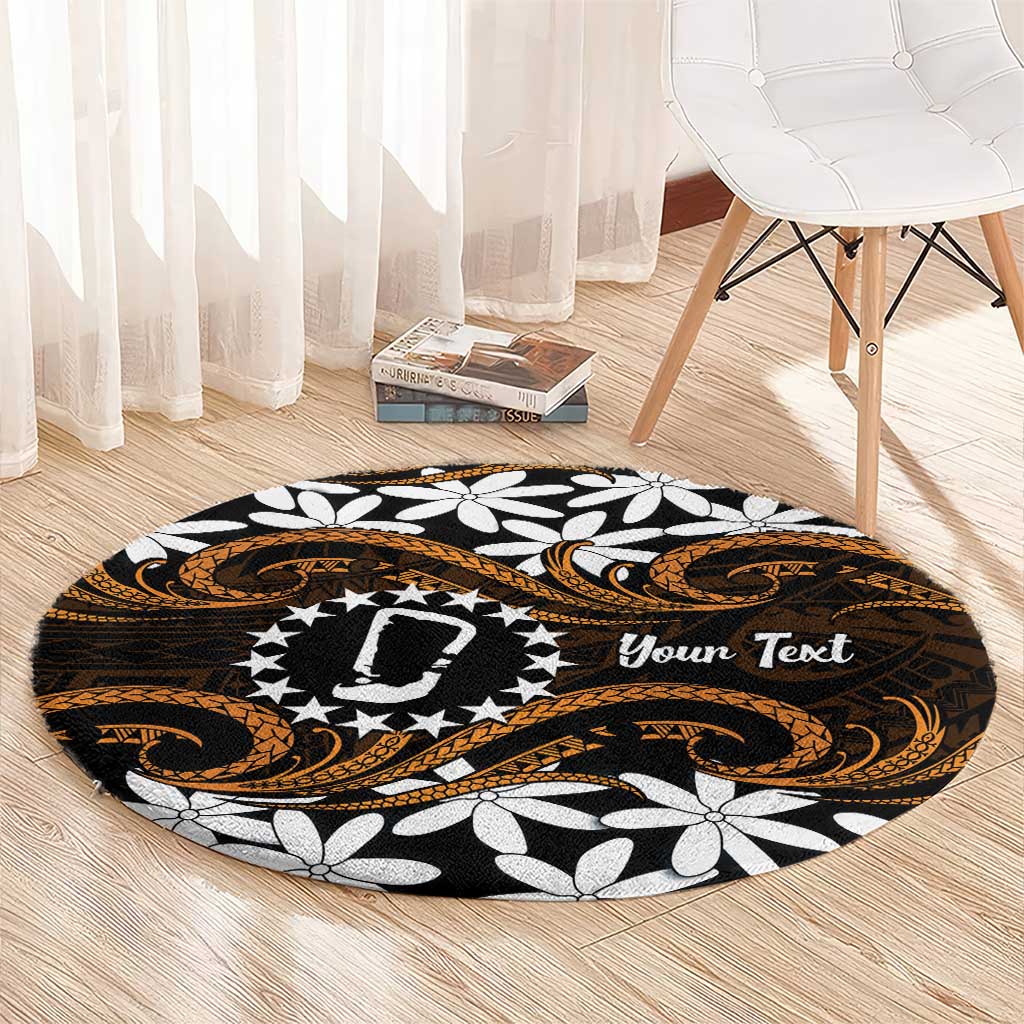 Personalised Cook Islands Rakahanga Round Carpet Tiare Maori Polynesian Waves Tattoo LT14 - Polynesian Pride