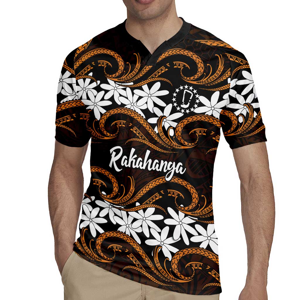 Personalised Cook Islands Rakahanga Rugby Jersey Tiare Maori Polynesian Waves Tattoo LT14 - Polynesian Pride