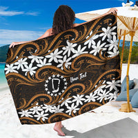 Personalised Cook Islands Rakahanga Sarong Tiare Maori Polynesian Waves Tattoo LT14 One Size 44 x 66 inches Orange - Polynesian Pride