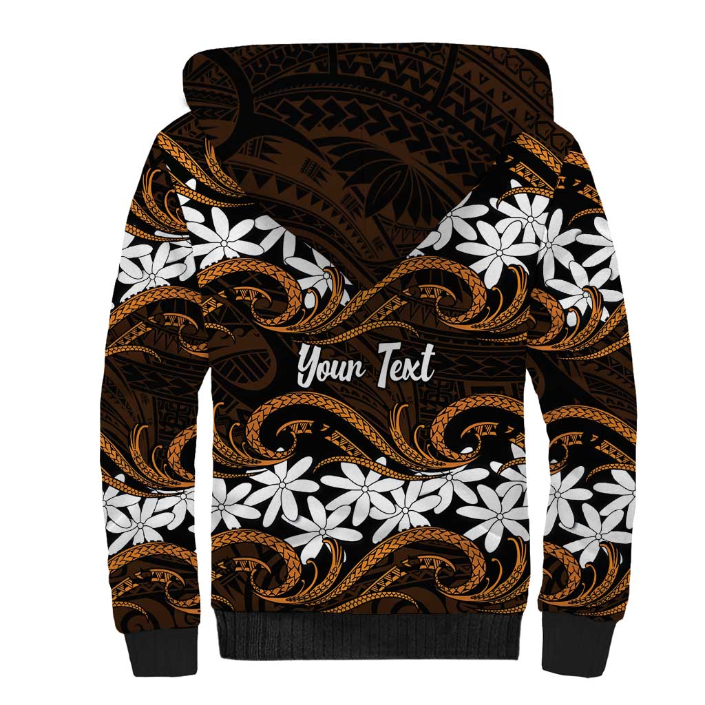 Personalised Cook Islands Rakahanga Sherpa Hoodie Tiare Maori Polynesian Waves Tattoo LT14 - Polynesian Pride