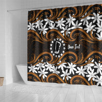 Personalised Cook Islands Rakahanga Shower Curtain Tiare Maori Polynesian Waves Tattoo LT14 - Polynesian Pride
