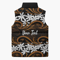 Personalised Cook Islands Rakahanga Sleeveless Puffer Jacket Tiare Maori Polynesian Waves Tattoo LT14 - Polynesian Pride