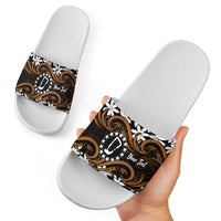 Personalised Cook Islands Rakahanga Slide Sandals Tiare Maori Polynesian Waves Tattoo LT14 - Polynesian Pride