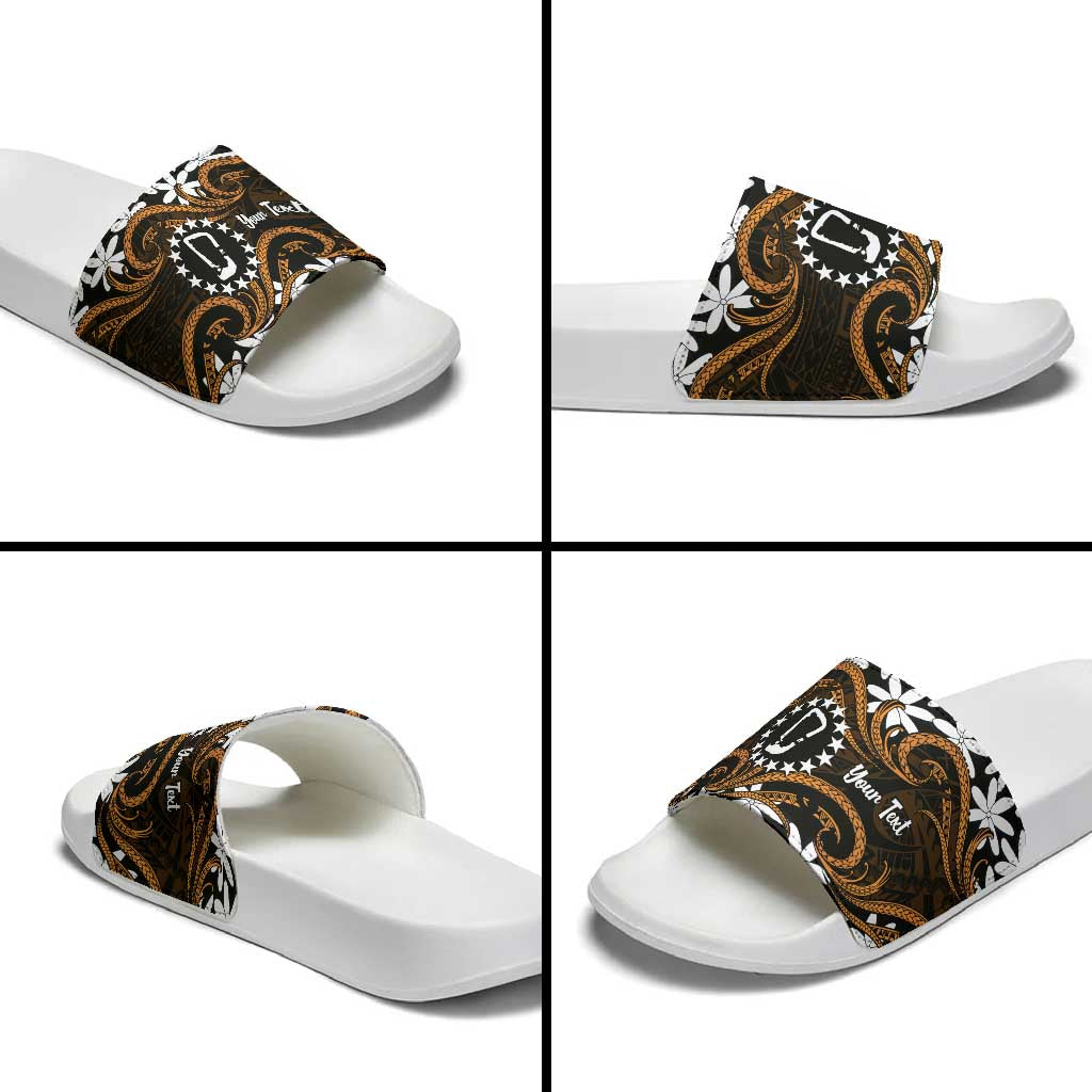 Personalised Cook Islands Rakahanga Slide Sandals Tiare Maori Polynesian Waves Tattoo LT14 - Polynesian Pride