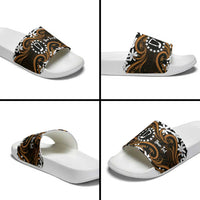 Personalised Cook Islands Rakahanga Slide Sandals Tiare Maori Polynesian Waves Tattoo LT14 - Polynesian Pride