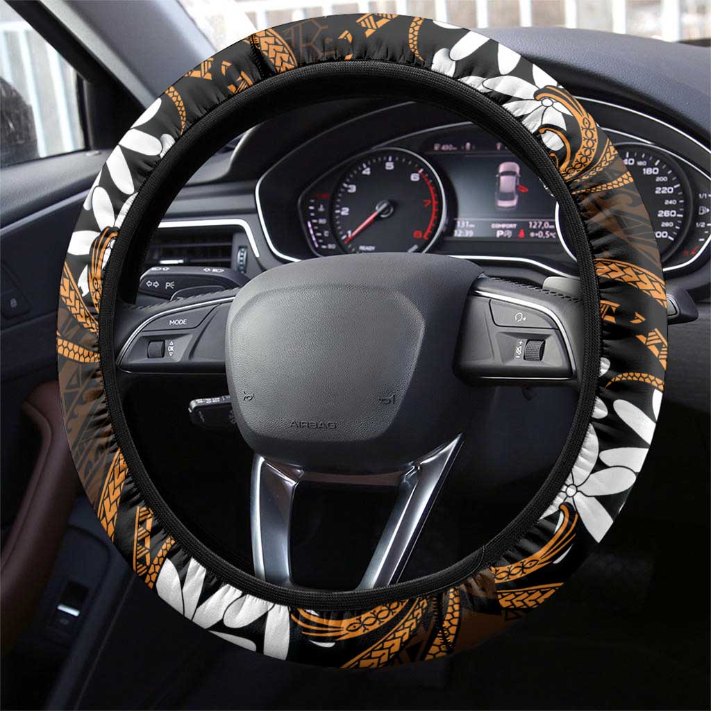 Cook Islands Rakahanga Steering Wheel Cover Tiare Maori Polynesian Waves Tattoo LT14 - Polynesian Pride