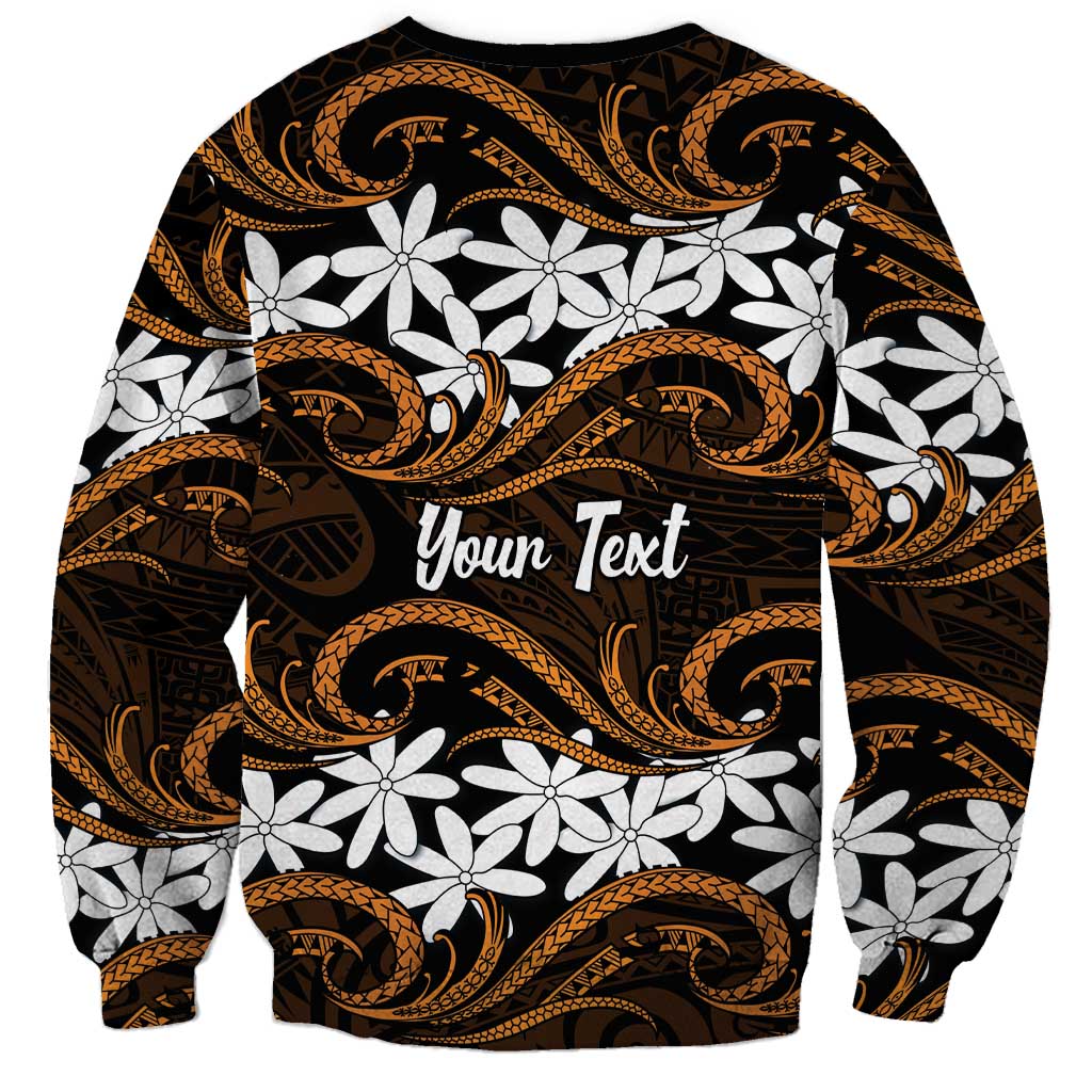 Personalised Cook Islands Rakahanga Sweatshirt Tiare Maori Polynesian Waves Tattoo LT14 - Polynesian Pride