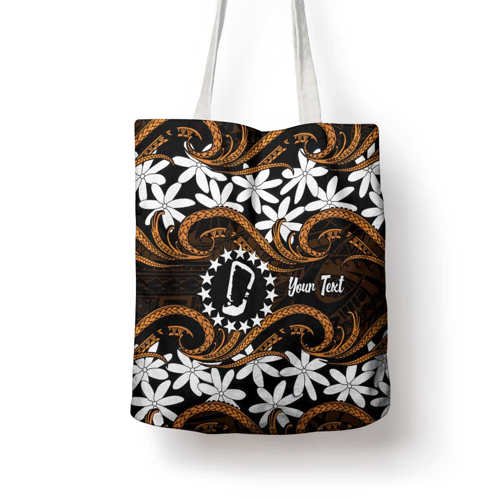 Personalised Cook Islands Rakahanga Tote Bag Tiare Maori Polynesian Waves Tattoo LT14 - Polynesian Pride