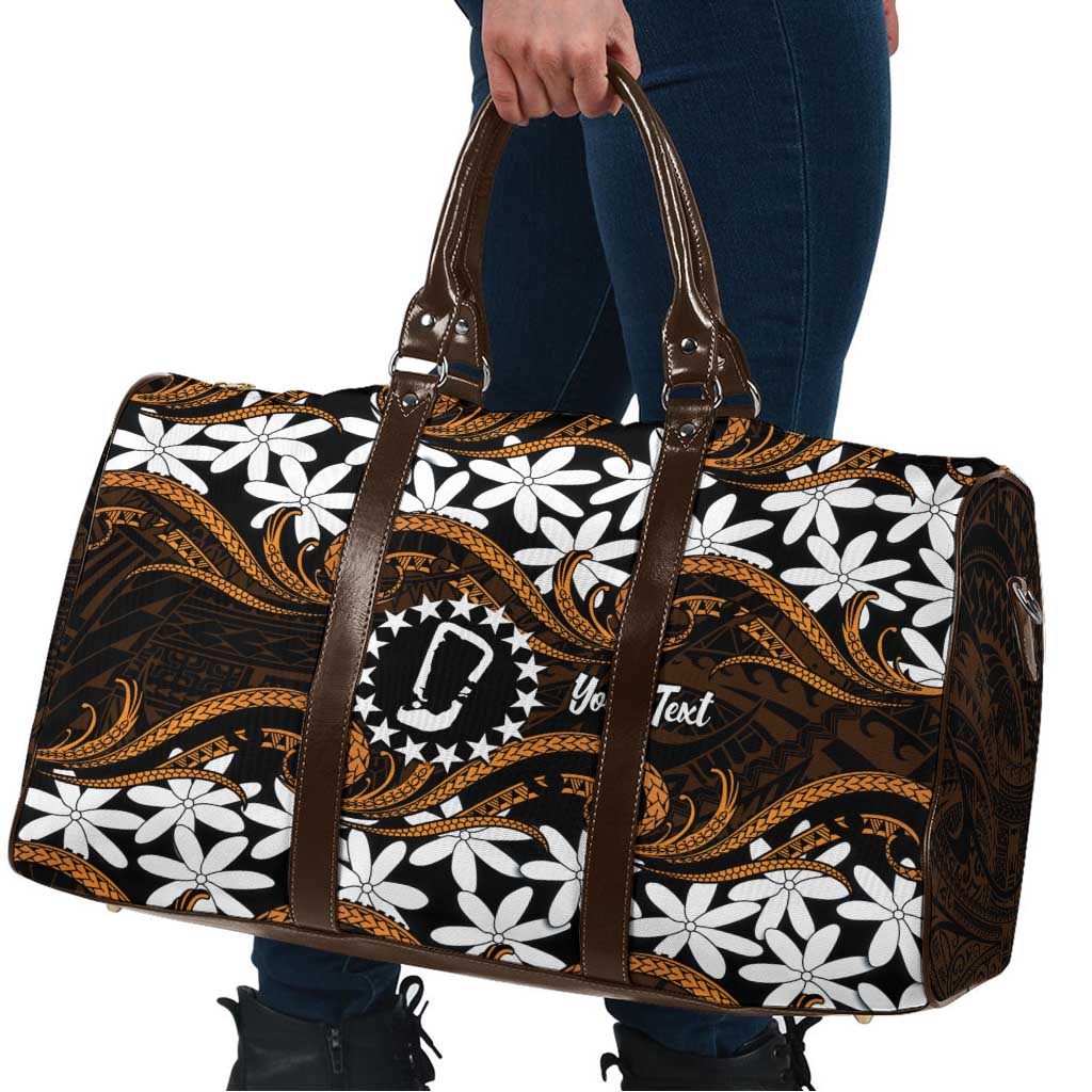 Personalised Cook Islands Rakahanga Travel Bag Tiare Maori Polynesian Waves Tattoo LT14 - Polynesian Pride