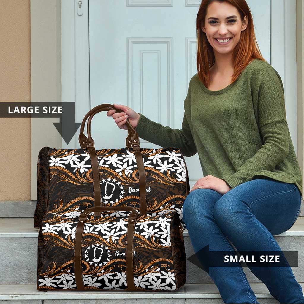 Personalised Cook Islands Rakahanga Travel Bag Tiare Maori Polynesian Waves Tattoo LT14 - Polynesian Pride