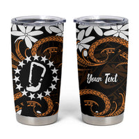 Personalised Cook Islands Rakahanga Tumbler Cup Tiare Maori Polynesian Waves Tattoo LT14 Orange - Polynesian Pride