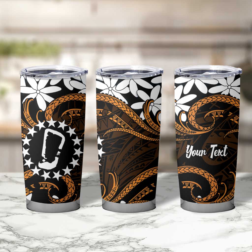 Personalised Cook Islands Rakahanga Tumbler Cup Tiare Maori Polynesian Waves Tattoo LT14 - Polynesian Pride