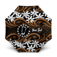 Personalised Cook Islands Rakahanga Umbrella Tiare Maori Polynesian Waves Tattoo LT14 One Size Folded 11.42 inch Opened Diameter 37.4 inch Orange - Polynesian Pride