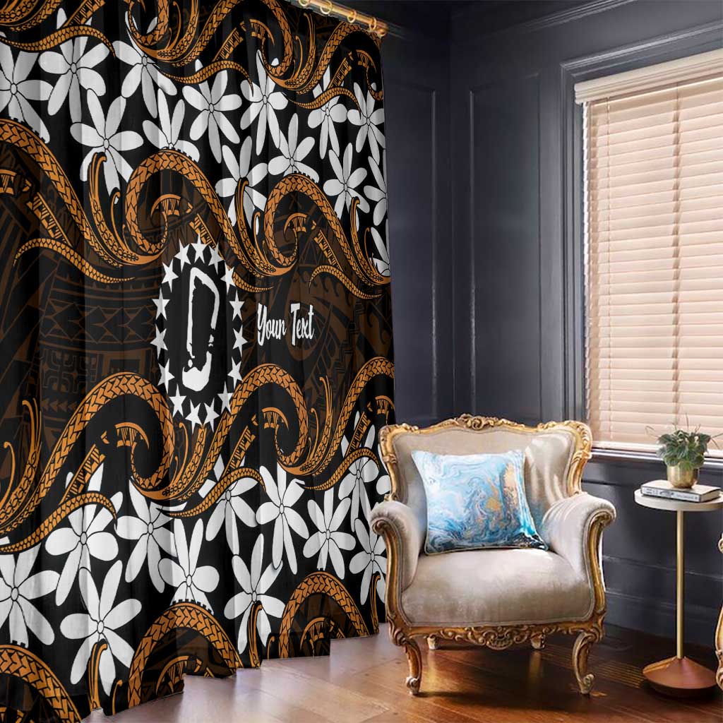 Personalised Cook Islands Rakahanga Window Curtain Tiare Maori Polynesian Waves Tattoo LT14 - Polynesian Pride