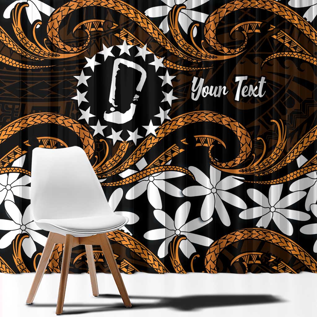 Personalised Cook Islands Rakahanga Window Curtain Tiare Maori Polynesian Waves Tattoo LT14 - Polynesian Pride