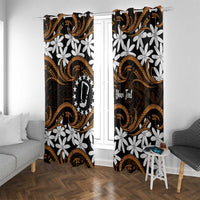 Personalised Cook Islands Rakahanga Window Curtain Tiare Maori Polynesian Waves Tattoo LT14 With Grommets Orange - Polynesian Pride