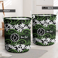 Personalised Cook Islands Palmerston Laundry Basket Tiare Maori Polynesian Waves Tattoo LT14 - Polynesian Pride