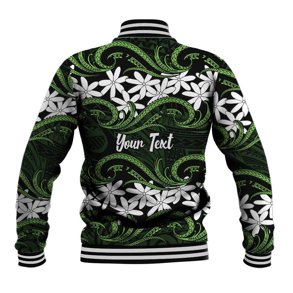 Personalised Cook Islands Palmerston Baseball Jacket Tiare Maori Polynesian Waves Tattoo LT14 - Polynesian Pride