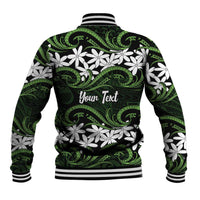 Personalised Cook Islands Palmerston Baseball Jacket Tiare Maori Polynesian Waves Tattoo LT14 - Polynesian Pride