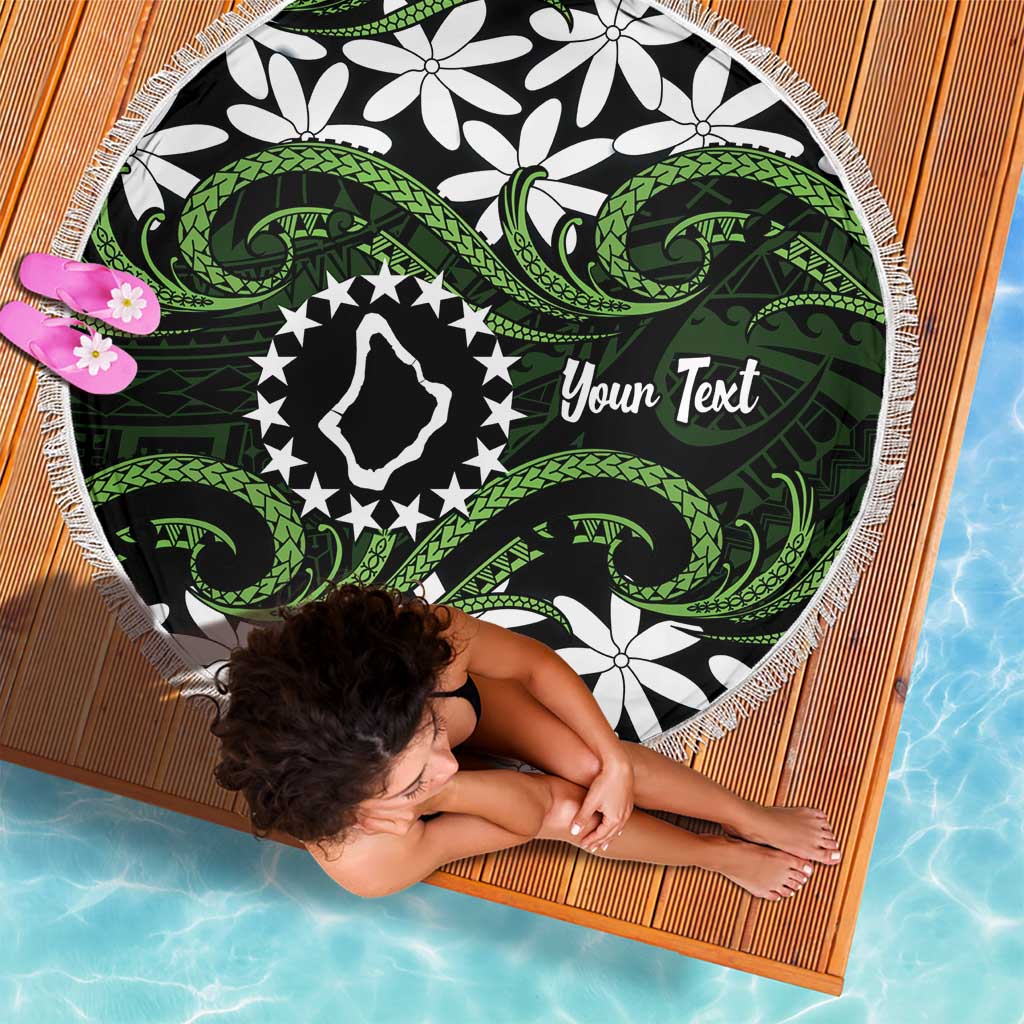 Personalised Cook Islands Palmerston Beach Blanket Tiare Maori Polynesian Waves Tattoo