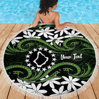 Personalised Cook Islands Palmerston Beach Blanket Tiare Maori Polynesian Waves Tattoo