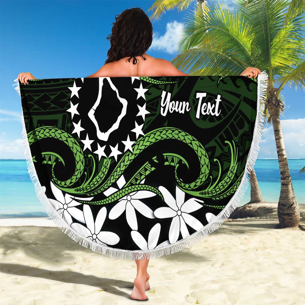 Personalised Cook Islands Palmerston Beach Blanket Tiare Maori Polynesian Waves Tattoo