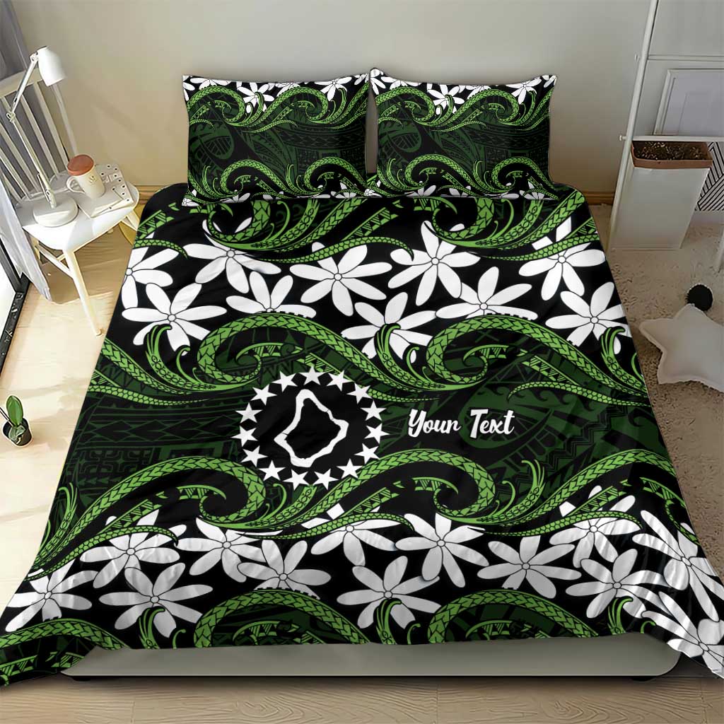 Personalised Cook Islands Palmerston Bedding Set Tiare Maori Polynesian Waves Tattoo LT14 - Polynesian Pride