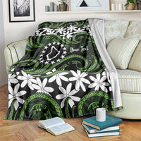 Personalised Cook Islands Palmerston Blanket Tiare Maori Polynesian Waves Tattoo LT14 Green - Polynesian Pride