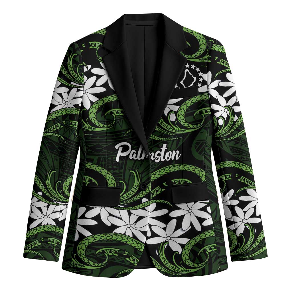 Personalised Cook Islands Palmerston Blazer Tiare Maori Polynesian Waves Tattoo LT14 Unisex Green - Polynesian Pride