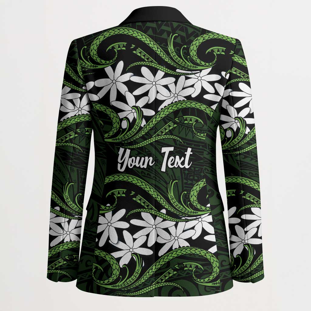 Personalised Cook Islands Palmerston Blazer Tiare Maori Polynesian Waves Tattoo LT14 - Polynesian Pride