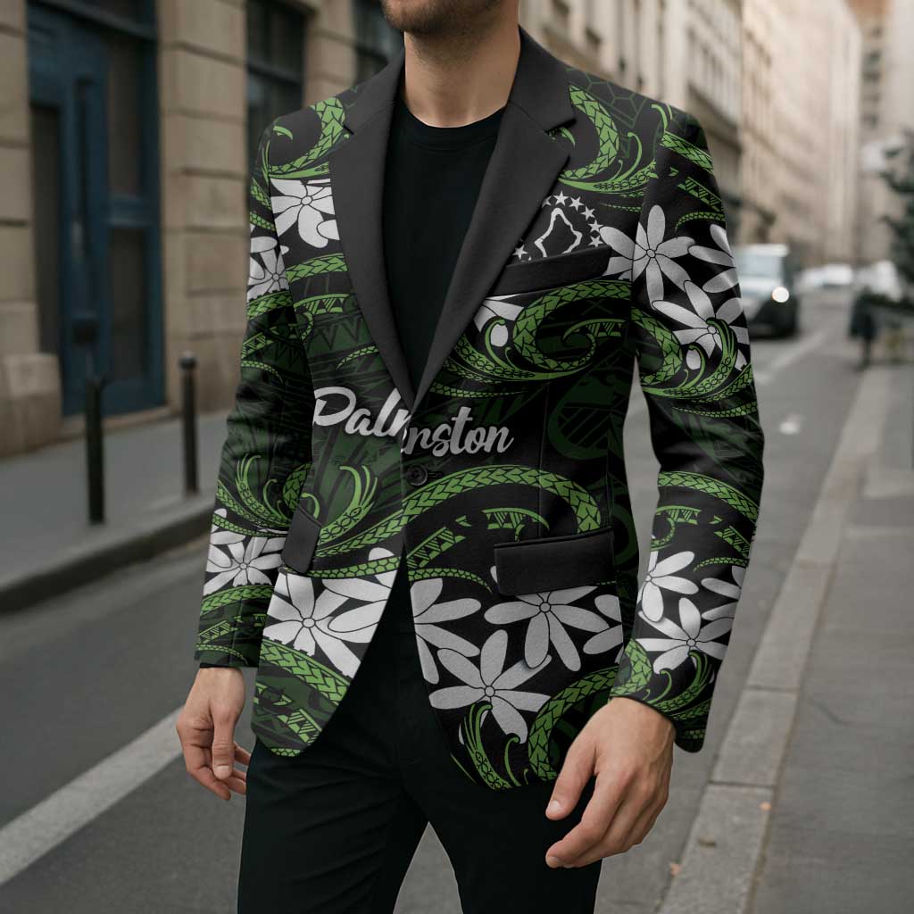 Personalised Cook Islands Palmerston Blazer Tiare Maori Polynesian Waves Tattoo LT14 - Polynesian Pride