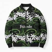 Personalised Cook Islands Palmerston Bomber Puffer Jacket Tiare Maori Polynesian Waves Tattoo LT14 Unisex Green - Polynesian Pride