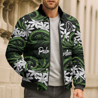 Personalised Cook Islands Palmerston Bomber Puffer Jacket Tiare Maori Polynesian Waves Tattoo LT14 - Polynesian Pride